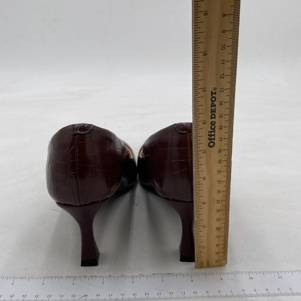 Fowt Brown Solid Croc-Embossed Pointed Toe Pump S… - image 5